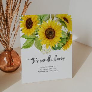 Signe De Table Country Sunflower Candle Burns Mariage Memorial