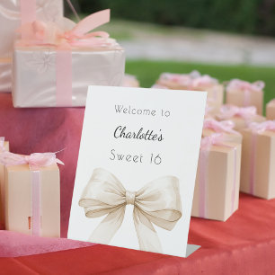 Signe De Table Courbe beige crème Sweet 16 bienvenue