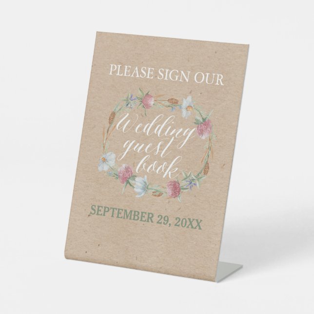 Signe De Table Couronne fleur sauvage Sur Mariage campagnard Kraf