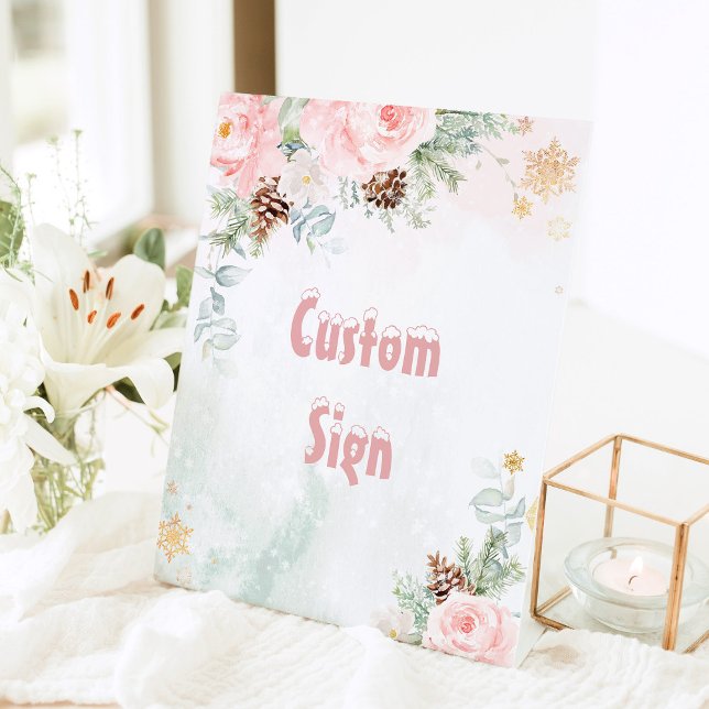 Signe De Table Coutume d'anniversaire d'hiver rose vif (Créateur téléchargé)