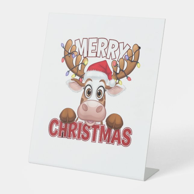 Signe De Table Cow Peek-a-Boo Joyeux Noël (Recto)