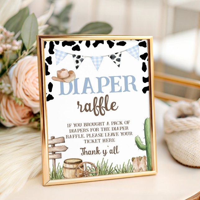 Signe De Table Cowboy 8x10 Diaper Raffle Table Sign (Créateur téléchargé)