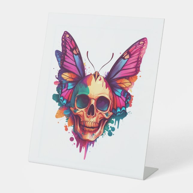 Signe De Table Crâne avec ailes papillon (Recto)