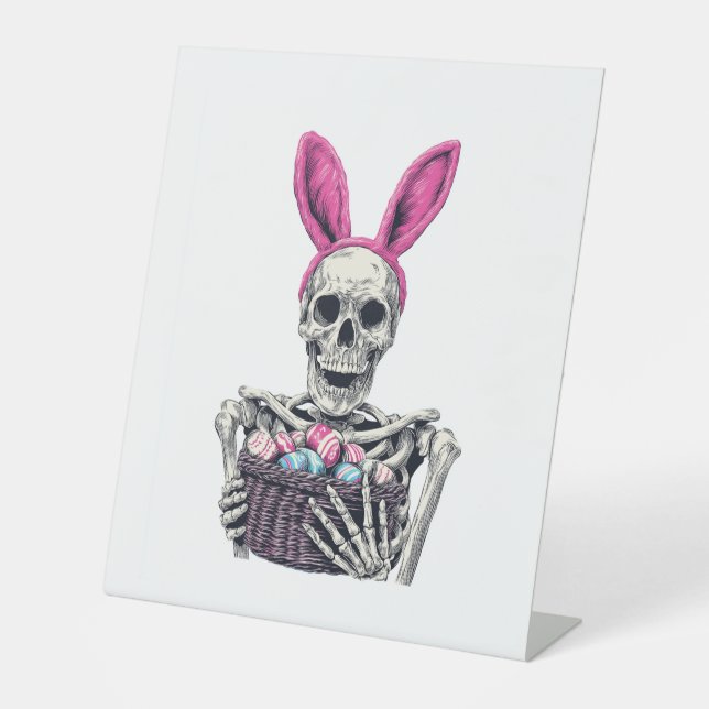 Signe De Table Crâne de Pâques – squelette de lapin drôle (Recto)