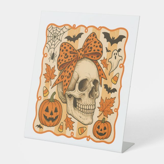 Signe De Table Crâne effrayant Halloween (Recto)