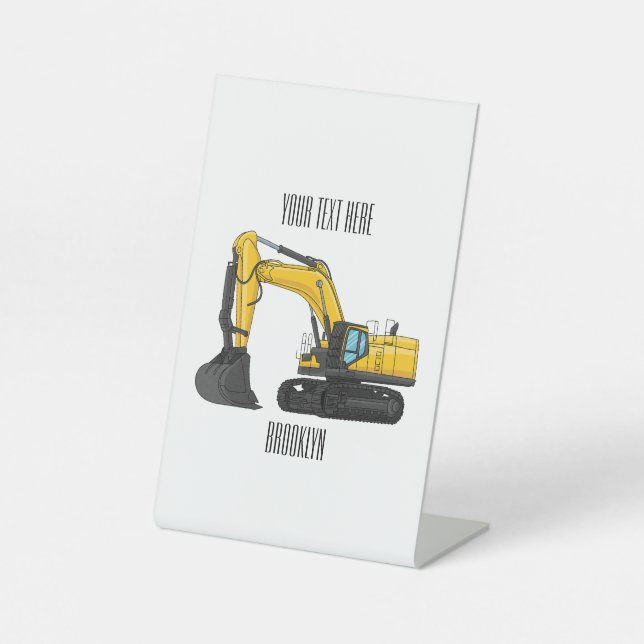 Signe De Table Crawler excavator cartoon illustration (Recto)