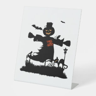 Signe De Table Création drôle d'Halloween avec épouvantail