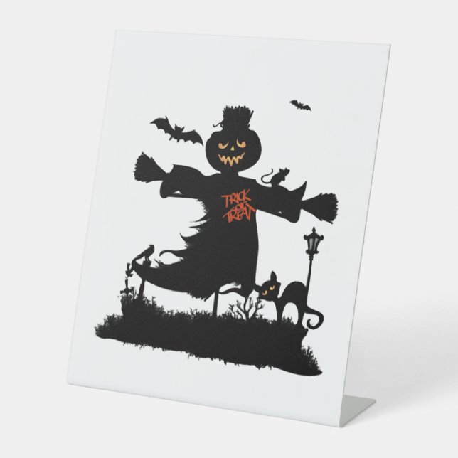 Signe De Table Création drôle d'Halloween avec épouvantail (Recto)