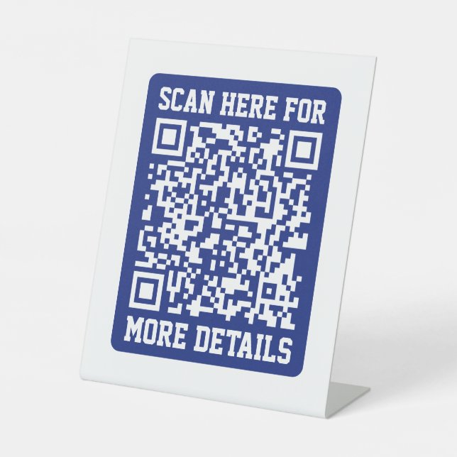 Signe De Table Créer un code QR scannable | Bleu marine (modifiab (Recto)