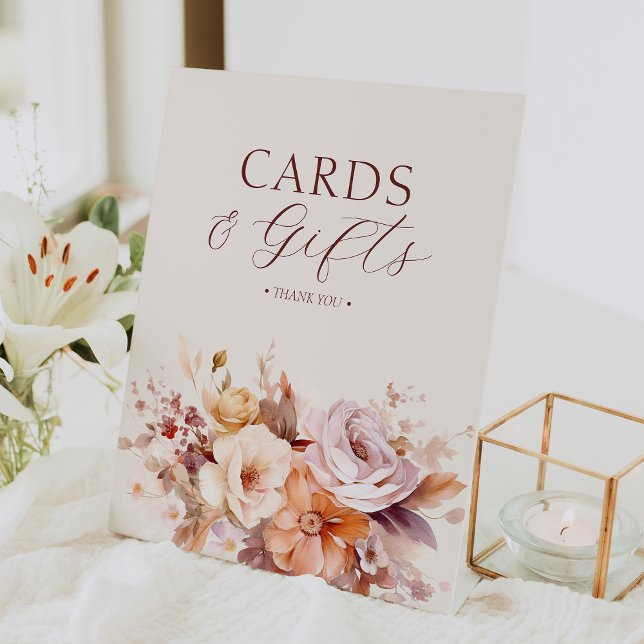 Signe De Table Crème Floral Baby shower d'automne Cartes et cadea (Créateur téléchargé)