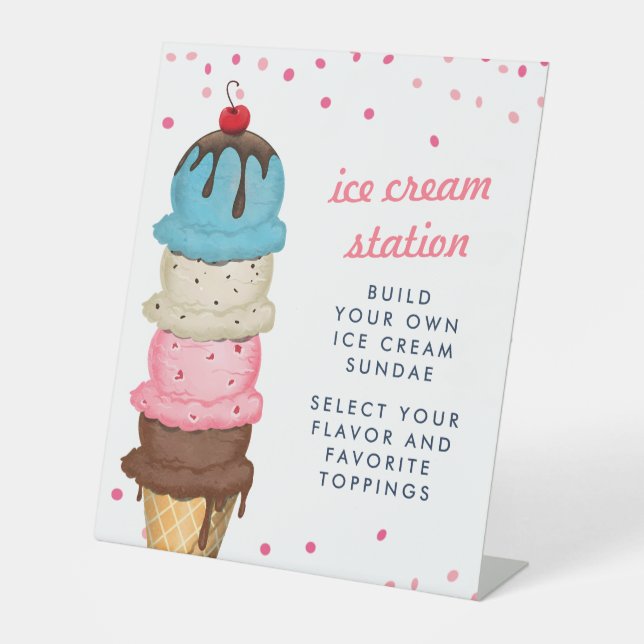 Signe De Table Crème glacée d'été Fête des mariées d'aquarelle mo (Recto)