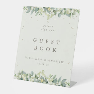 Signe De Table Crème Snowberry+Eucalyptus Mariage livre d'hôtes