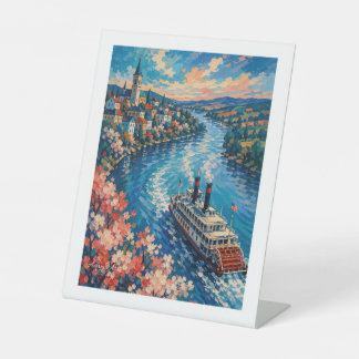 Signe De Table Croisière villageoise en bateau à roue à aubes imp