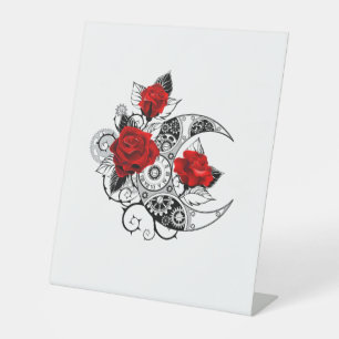 Signe De Table Croissant mécanique avec roses rouges