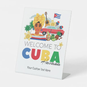 Signe De Table Cuba Havana Texte personnalisé