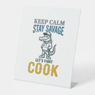 Signe De Table Cuisinier Sauvage Alligator Gravure Vintage Graphi