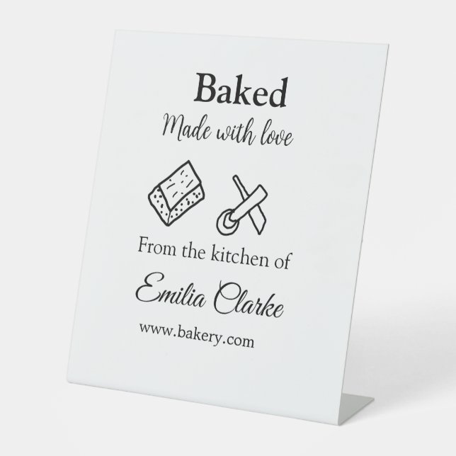 Signe De Table Cuit avec amour boulangerie entreprise ajouter nom (Recto)