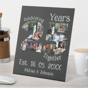 Signe De Table Custom 25th wedding anniversary photo collage
