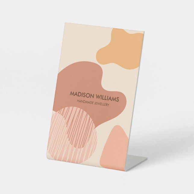 Signe De Table Custom Business Modern Pastel Rose & Crem Formes (Recto)