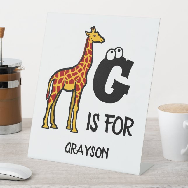 Signe De Table Custom monogram G is for Giraffe cute giraffes (In SItu)