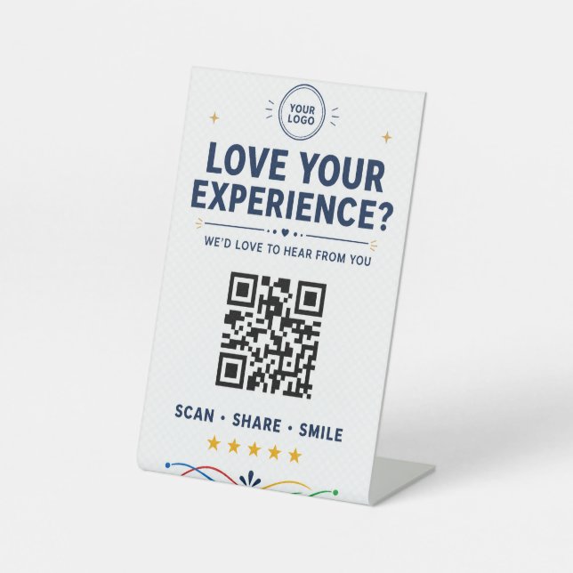 Signe De Table Custom QR Code Review Sign for Small Business (Recto)
