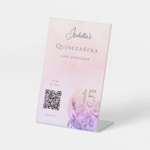 Signe De Table Customisé Quinceanera QR Code Cash App