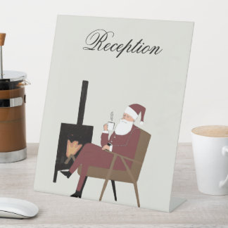 Signe De Table Customizable Santa Fireplace Pattern Table Sign