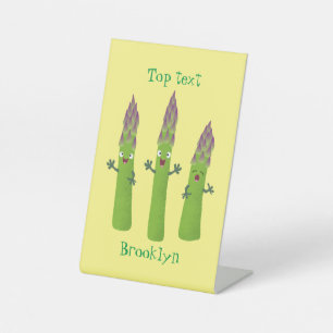Signe De Table Cute asperges chantant un trio végétal dessin anim
