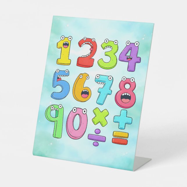 Signe De Table Cute Cartoon Numbers Maths Desk Art for Kids (Recto)