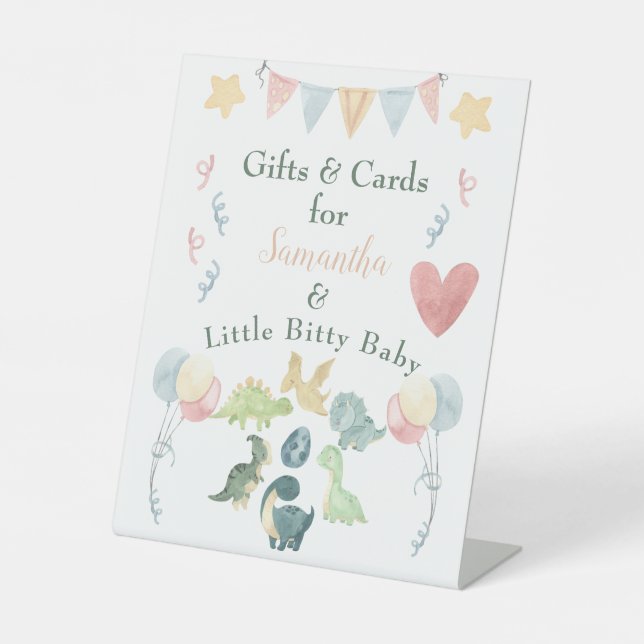 Signe De Table Cute Dinosaur Aquarelle Baby shower Orange (Recto)