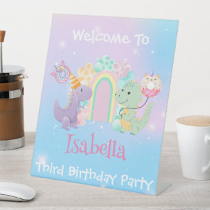 Signe De Table Cute Dinosaur Unicorn Rainbow ballon Anniversaire 