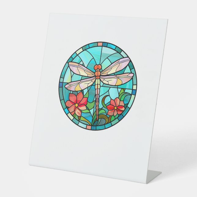 Signe De Table Cute Dragonfly Stained Glass Floral Dragon Fly Lov (Recto)