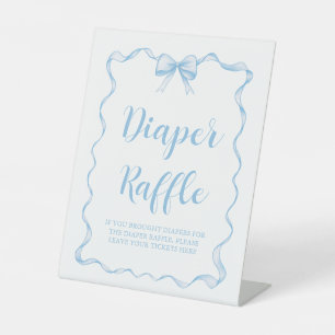 Signe De Table Cute Dusty Blue Bow Boy Baby shower Déchets Raffle