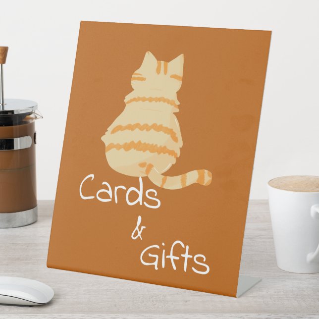 Signe De Table Cute Fat Orange Cat Baby Shower Cards & Gifts (In SItu)