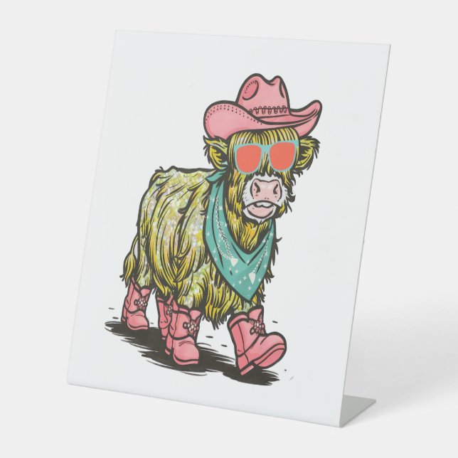 Signe De Table Cute Highland Cow Png, Ouest (Recto)