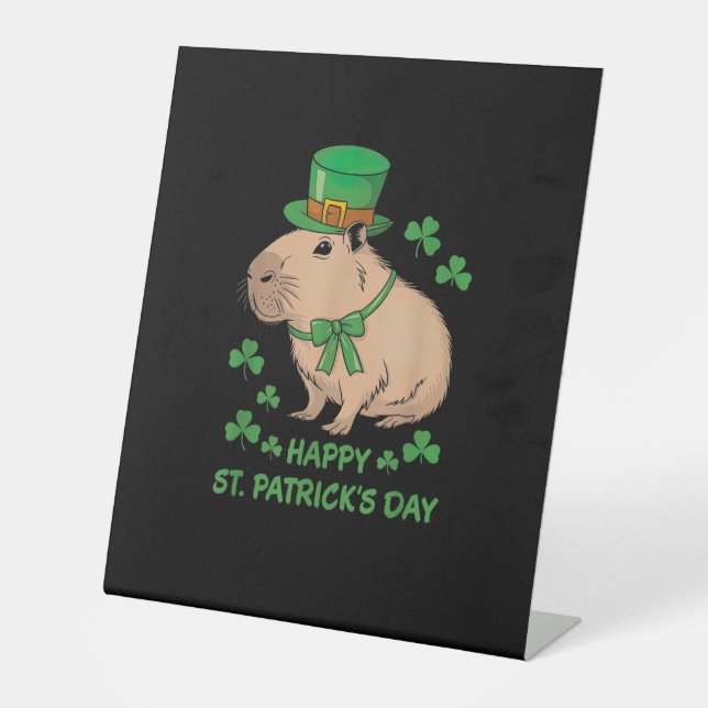 Signe De Table Cute Irish Capybara Leprechaun Bonne St Patrick (Recto)
