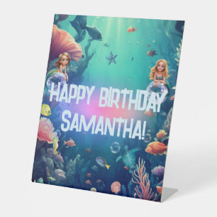 Signe De Table Cute Mermaid Invitation de fête d'anniversaire