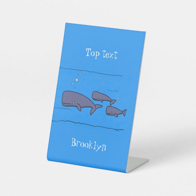 Signe De Table Cute migrating cartoon whales illustration (Recto)