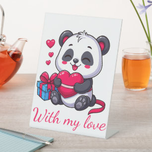 Signe De Table Cute Panda Hugging Heart