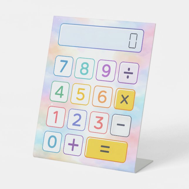 Signe De Table Cute Pastel Maths Calculator Desk Art for Kids (Recto)