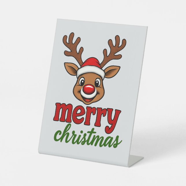 Signe De Table Cute Rudolph Reindeer Merry Christmas (Recto)