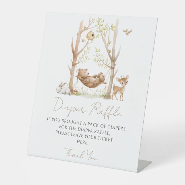 Signe De Table Cute Woodland thème bébé garçon douche tombole de  (Recto)