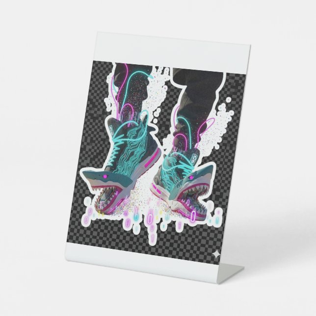 Signe De Table Cyberpunk Shark Brainrot Sticker brainrot (Recto)