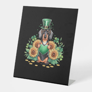 Signe De Table Dachshund Chien Shamrock St. Patrick's Day Saint P