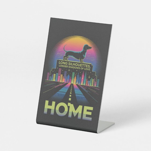 Signe De Table Dachshund Long Silhouettes, Longer Shadows Of Love (Recto)