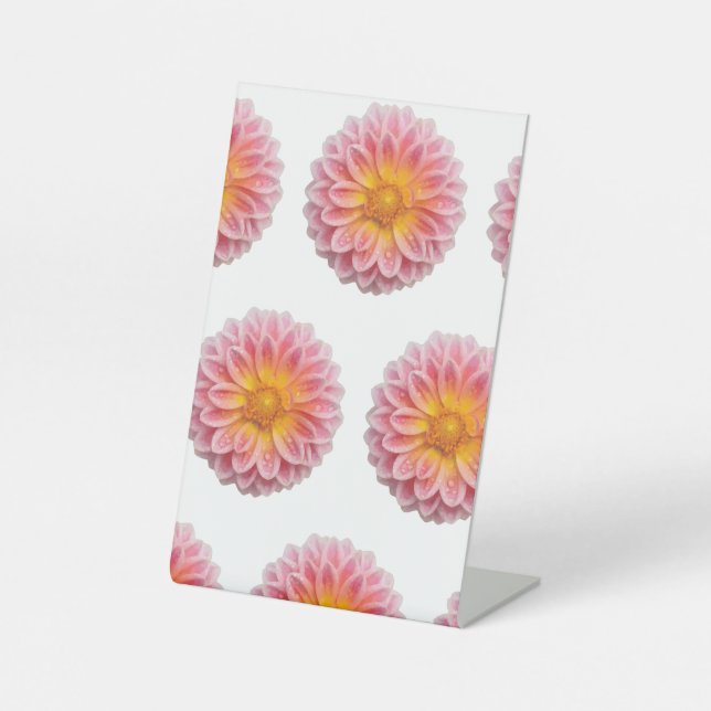 Signe De Table Dahlia rose et gouttes de ragoût (Recto)