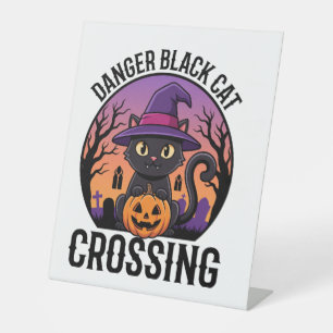 Signe De Table Danger Halloween Chat Noir Traversée