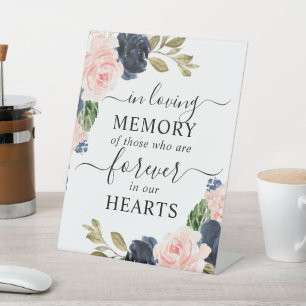Signe De Table Dans l'amour Mémoire Blush Marine Rose Bleu Floral