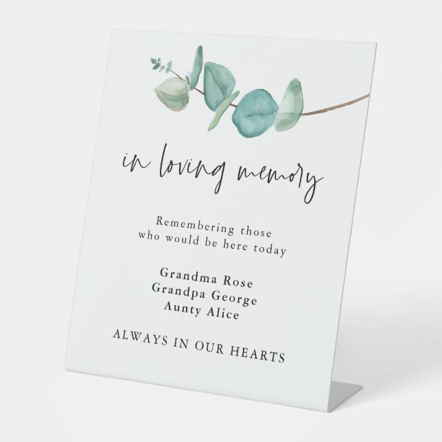 Signe De Table Dans Love Mémoire Blue Eucalyptus Noms Mariage (Recto)