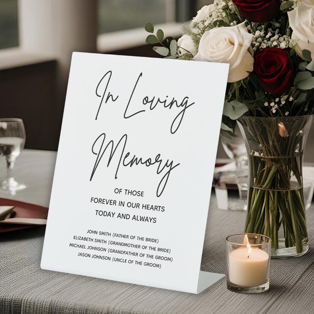 Signe De Table Dans Love Mémoire Personnalisé Noms Mariages Memor (In Loving Memory Custom Names Wedding Memorial Pedestal Sign
)